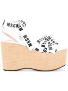 Msgm Logo Wedge Sandals - White