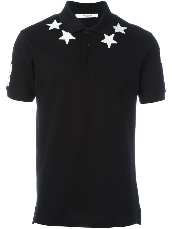 Givenchy Star Embroidered Polo Shirt, Men's, Size: Small, Black, Cotton
