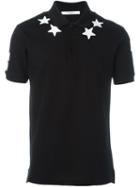 Givenchy Star Embroidered Polo Shirt, Men's, Size: Small, Black, Cotton