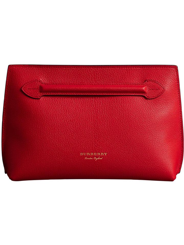 Burberry Grainy Wristlet Clutch - Red