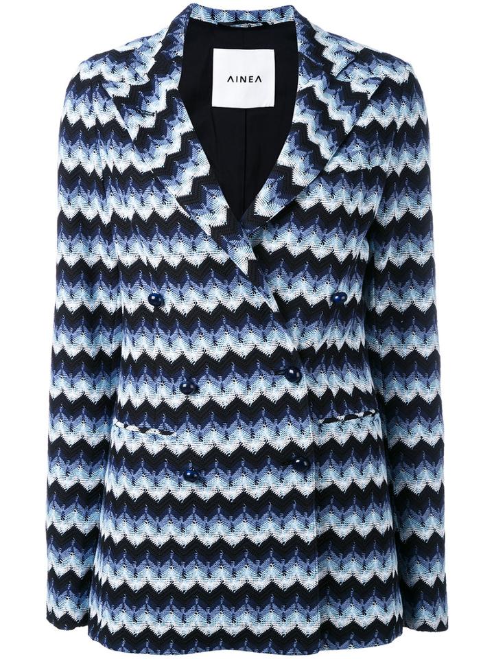 Ainea - Chevron Knit Jacket - Women - Cotton/polyester - 42, Blue, Cotton/polyester