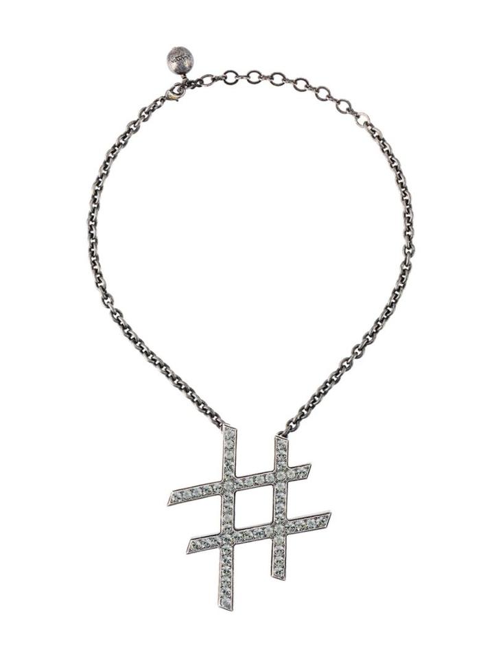 Lanvin Embellished Hashtag Necklace, Women's, Metallic