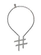Lanvin Embellished Hashtag Necklace, Women's, Metallic