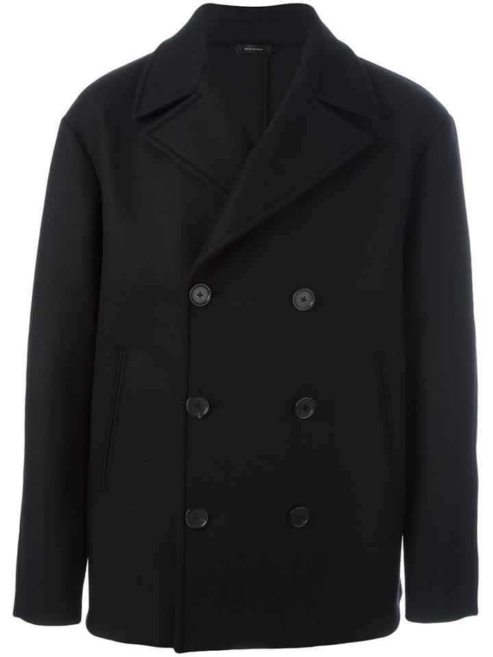Jil Sander Classic Peacoat, Men's, Size: 50, Black, Polyamide/polyester/wool