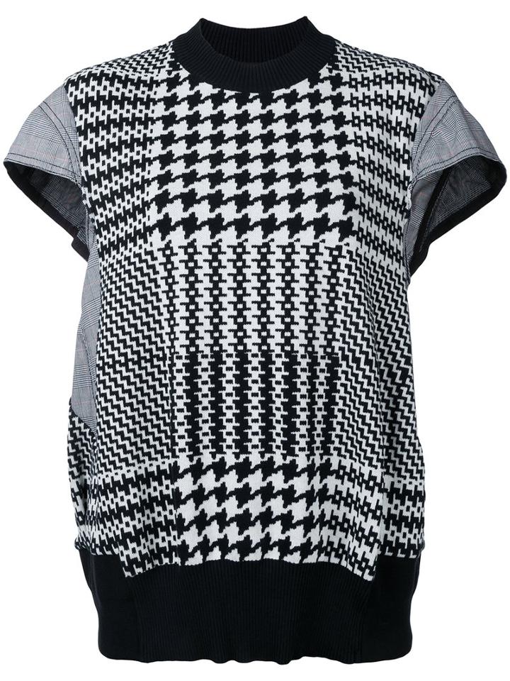 Sacai - Knit Dogtooth Top - Women - Cotton - 3, Black, Cotton