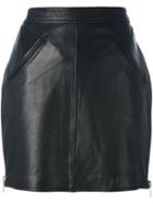Jeremy Scott Fringed Short Skirt, Women's, Size: 40, Black, Polyester/sheep Skin/shearling