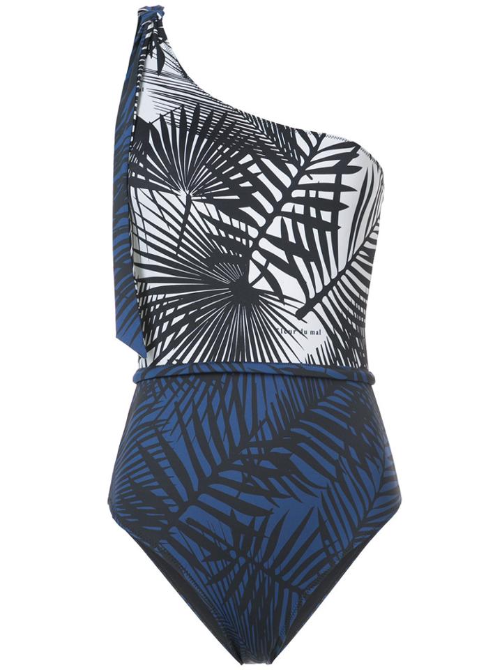 Fleur Du Mal One Shoulder Swimsuit - Blue