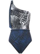 Fleur Du Mal One Shoulder Swimsuit - Blue