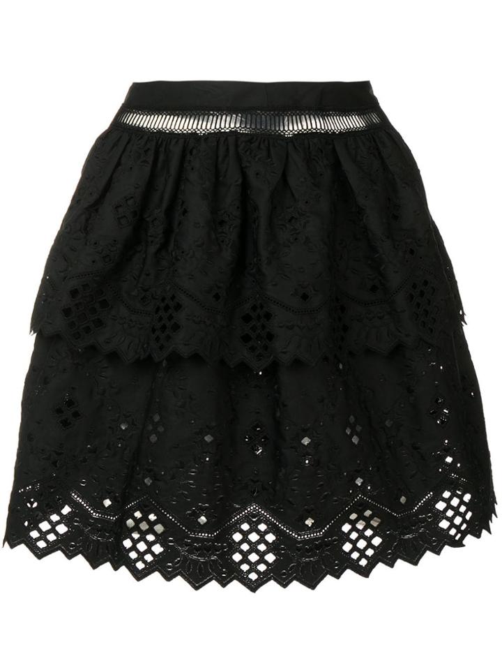 Alberta Ferretti Lace Ruffle Skirt - Black