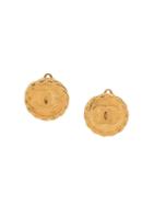 Chanel Pre-owned 1990's Cc Button Earrings - Gold
