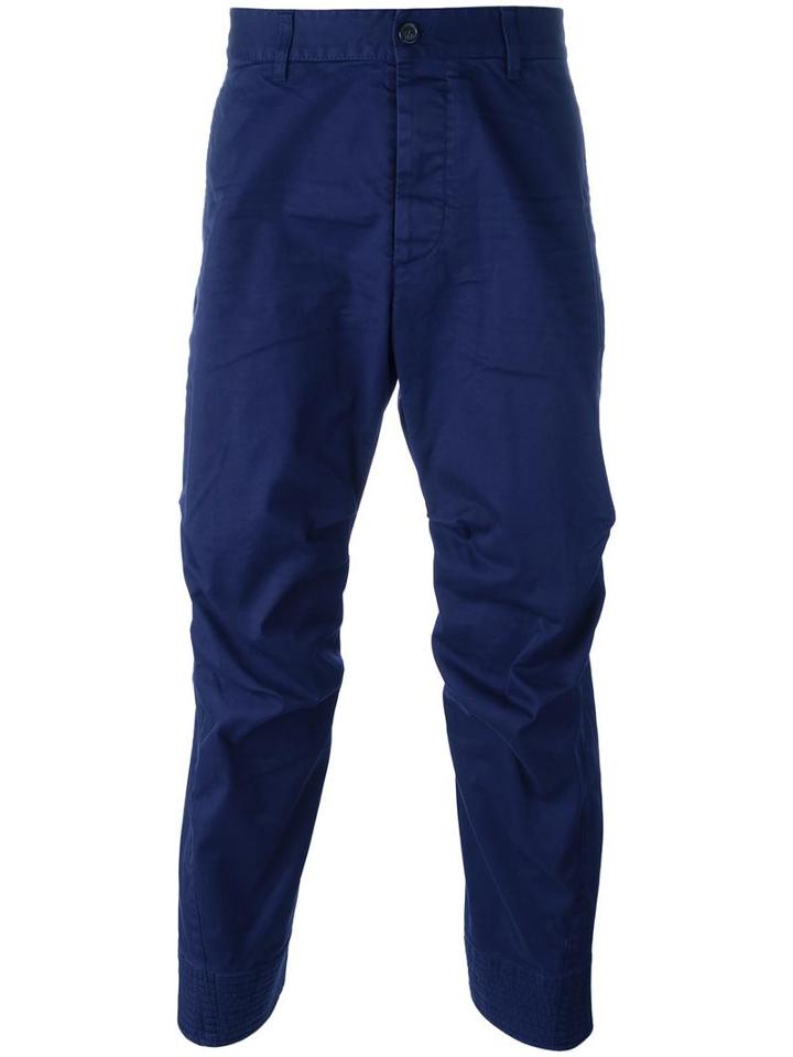 Dsquared2 Cropped Straight Fit Trousers, Men's, Size: 50, Blue, Cotton/spandex/elastane