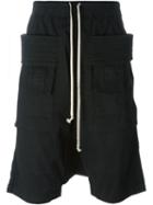 Rick Owens Drkshdw Drop-crotch Cargo Shorts, Men's, Size: L, Black, Cotton/spandex/elastane