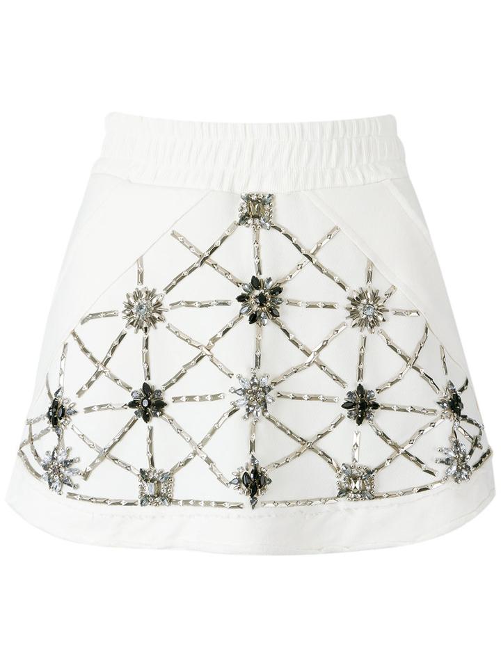 Andrea Bogosian - Embellished Skirt - Women - Polyester/spandex/elastane/viscose - M, Women's, White, Polyester/spandex/elastane/viscose