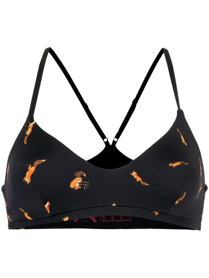 The Upside Fox Print Bra - Black