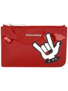 Dsquared2 Punk Patch Make-up Bag, Women's, Red, Patent Leather/suede/polyester