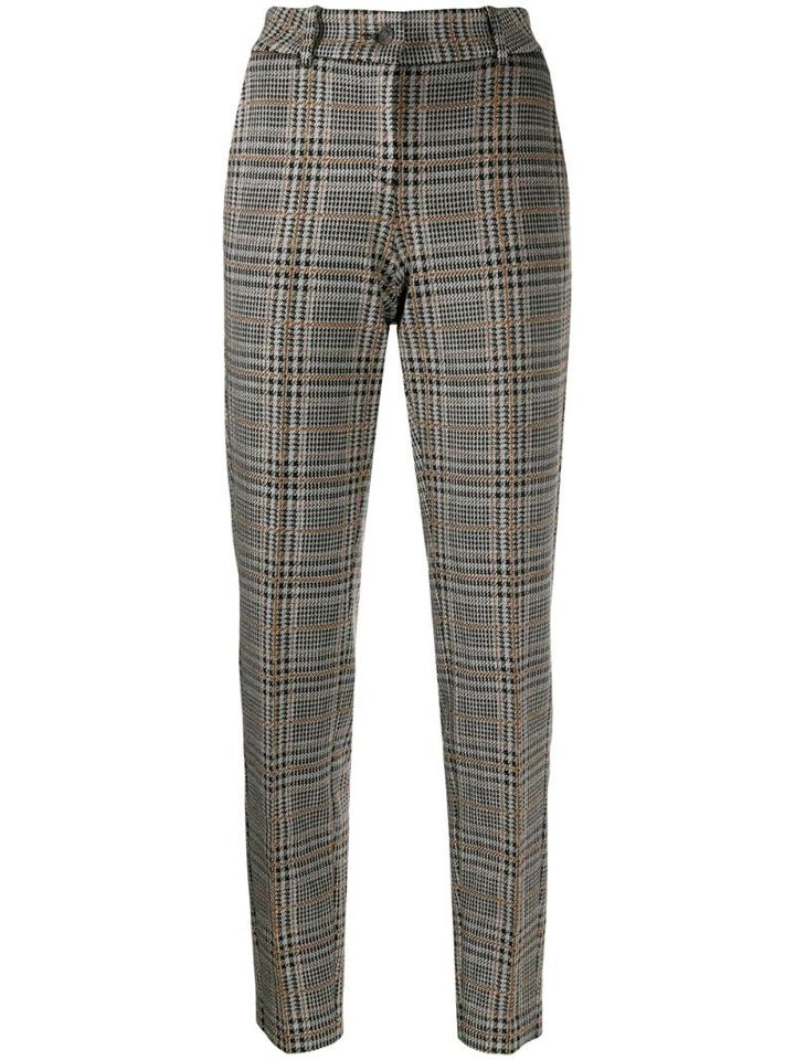 Cambio Checked High Waisted Trousers - Black