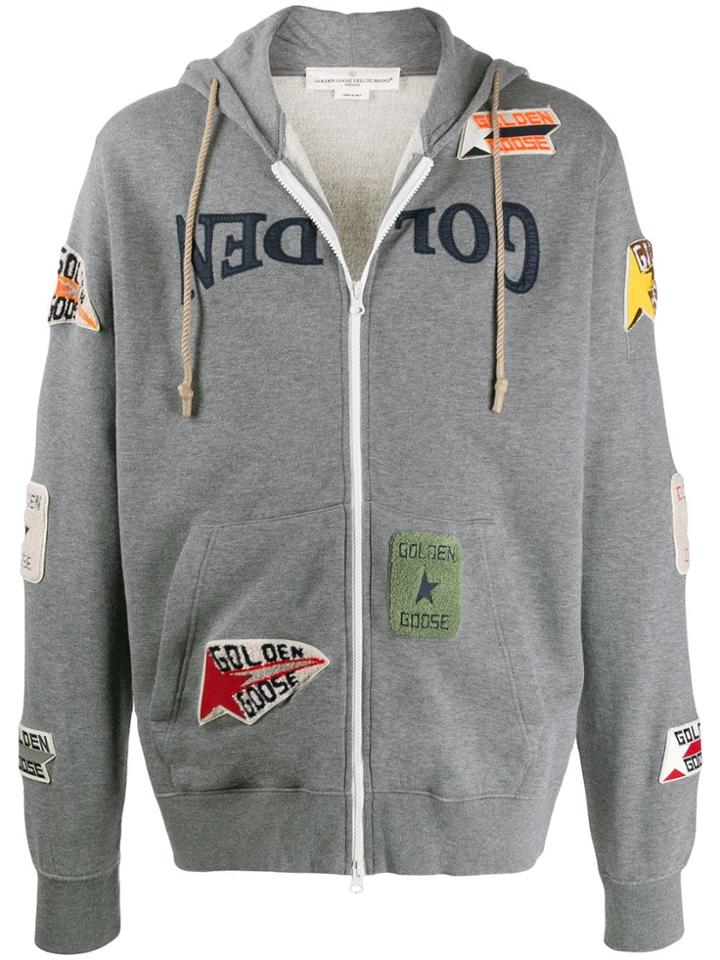 Golden Goose Logo Patch Hoodie - Grey