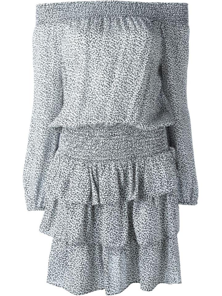 Michael Michael Kors Off-shoulder Ruffle Dress, Women's, Size: Medium, Blue, Silk