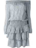 Michael Michael Kors Off-shoulder Ruffle Dress, Women's, Size: Medium, Blue, Silk