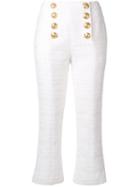 Balmain Textured Tweed Cropped Trousers - White