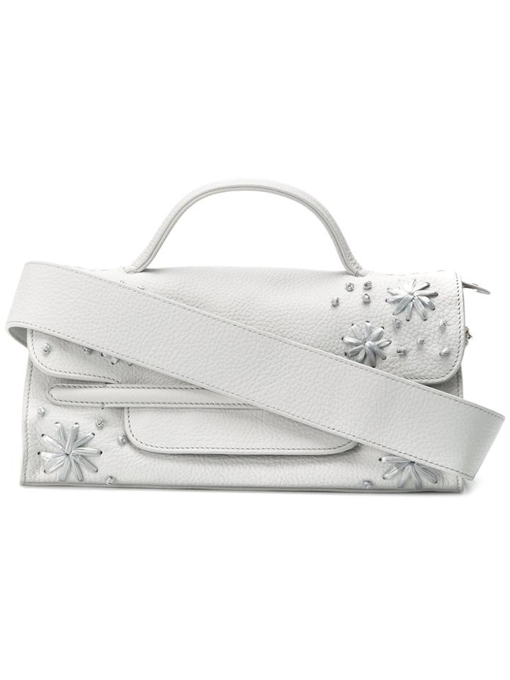 Zanellato Raffia Embroidered Tote - Grey
