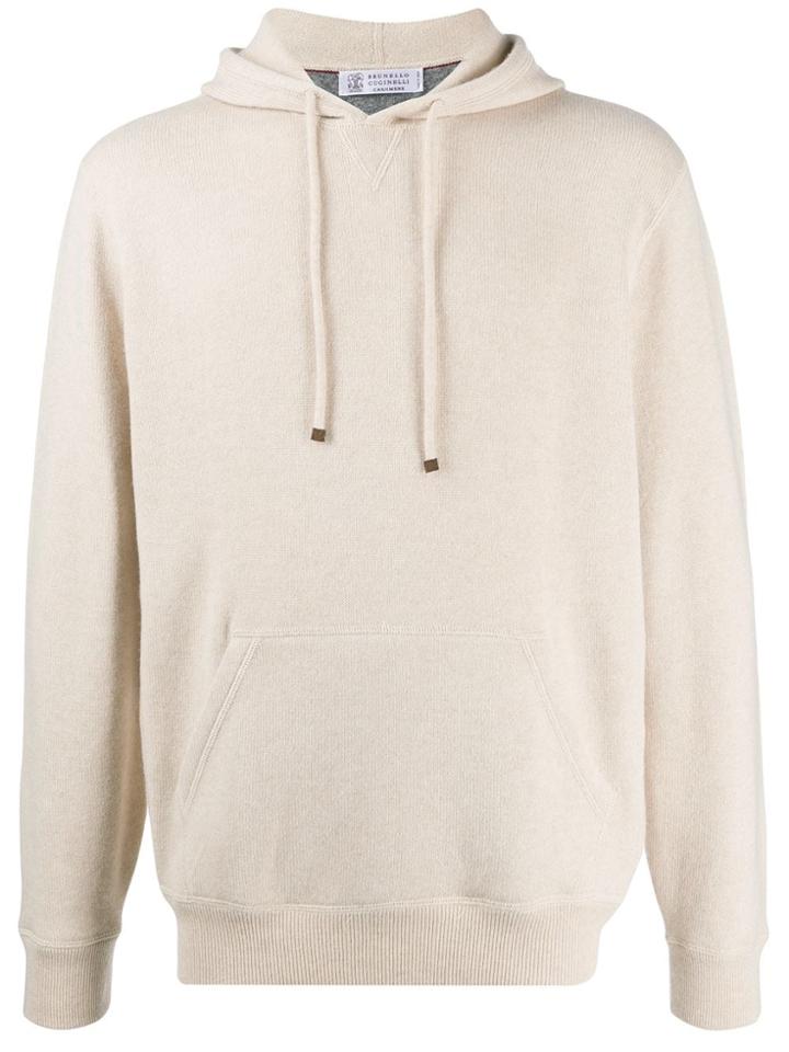 Brunello Cucinelli Loose Fit Knitted Hoodie - Neutrals