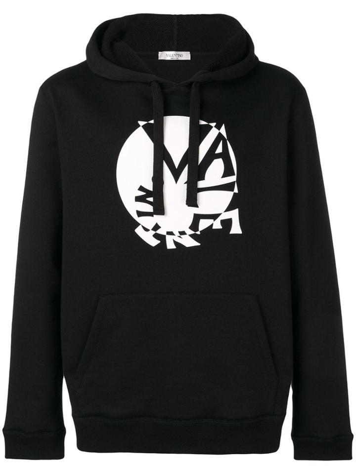 Valentino Spiral Logo Print Hoodie - Black