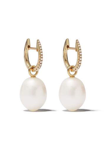 Annoushka 18kt Gold Diamond Pearl Drop Earrings - 18ct Yellow Gold