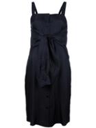 Maison Margiela Tie Front Fitted Dress, Women's, Size: 40, Blue, Silk