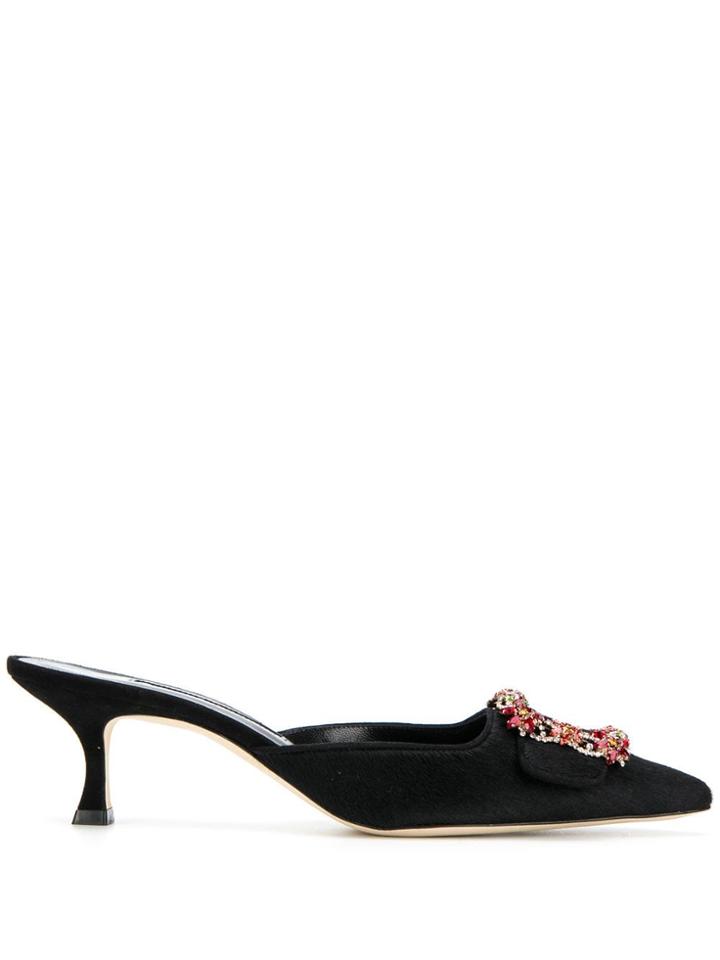 Manolo Blahnik Maysale Crystal Mules - Black