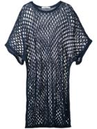 Julien David Long Open Knit Top - Blue