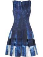 Oscar De La Renta Print And Pleated Dress - Blue