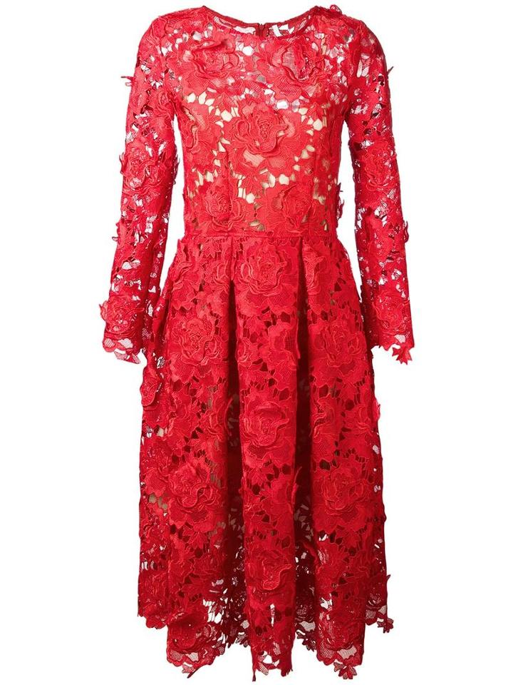 Alcoolique Lace Overlay Dress, Women's, Size: 40, Red, Polyamide/polyester