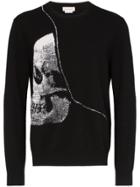 Alexander Mcqueen Intarsia Skull Crew-neck Sweater - Black