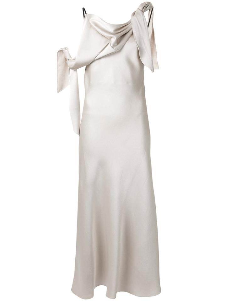 Christopher Esber Double Tied Asymmetric Evening Dress - Silver