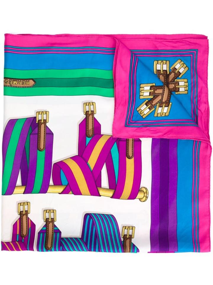 Hermès Vintage Striped Belt Print Scarf, Women's