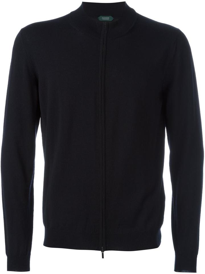 Zanone Zip-up Sweater, Men's, Size: 50, Blue, Polyamide/virgin Wool