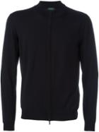 Zanone Zip-up Sweater, Men's, Size: 50, Blue, Polyamide/virgin Wool