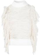 Sea Fringed Sleeveless Blouse, Women's, Size: 2, White, Cotton/acrylic/polyamide