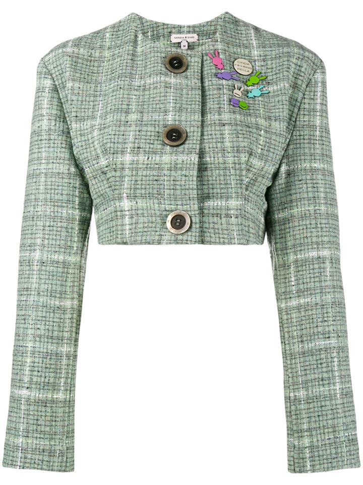 Natasha Zinko Cropped Tweed Jacket - Green