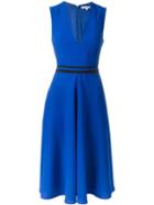 Carven V-neck Flared Dress, Women's, Size: 40, Blue, Polyester/acetate/viscose