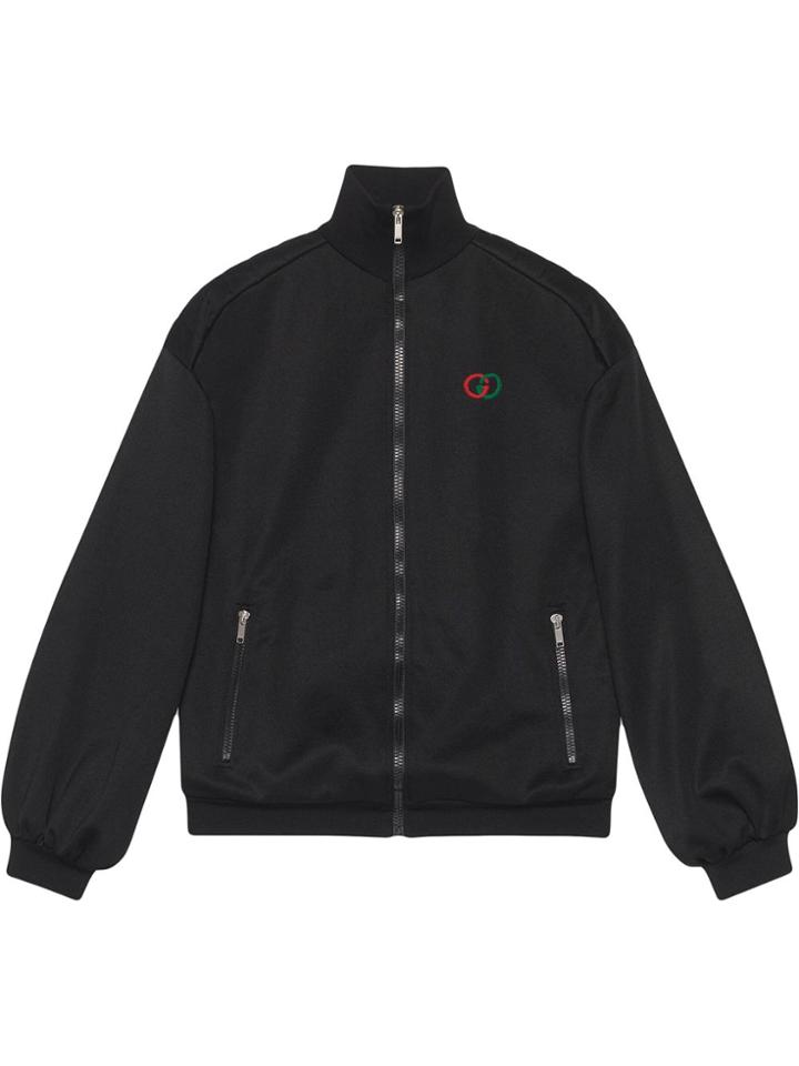 Gucci Elbow Pad Embroidered Logo Jacket - Black