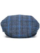Borsalino Checked Flat Cap, Men's, Size: 57, Blue, Virgin Wool