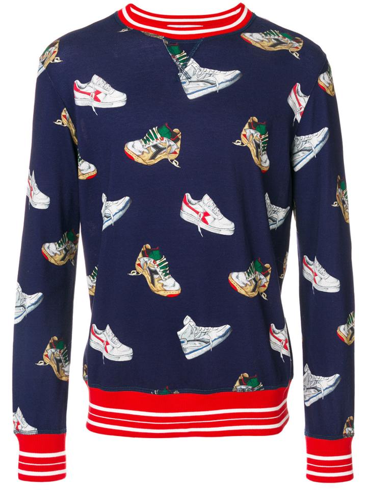 Msgm Sneakers Print Sweatshirt - Blue