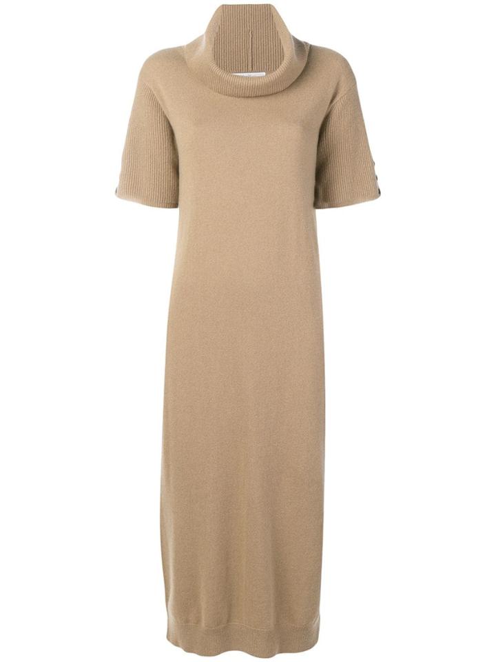 Max Mara Long Roll Neck Sweater Dress - Neutrals