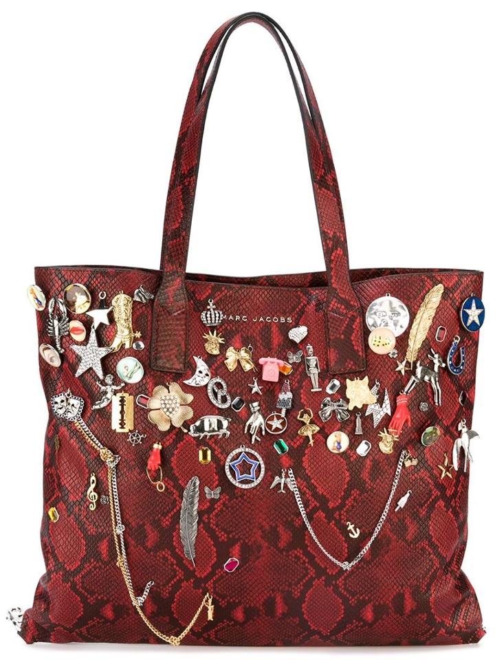 Marc Jacobs Snakeskin Effect Embellished Shopper Tote