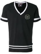 Plein Sport Contrast Trim V-neck Tee - Black