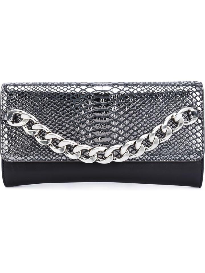 Thomas Wylde - Chain Detail Clutch - Women - Lamb Skin - One Size, Women's, Black, Lamb Skin