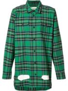 Off-white Plaid Shirt, Men's, Size: 3, Green, Cotton