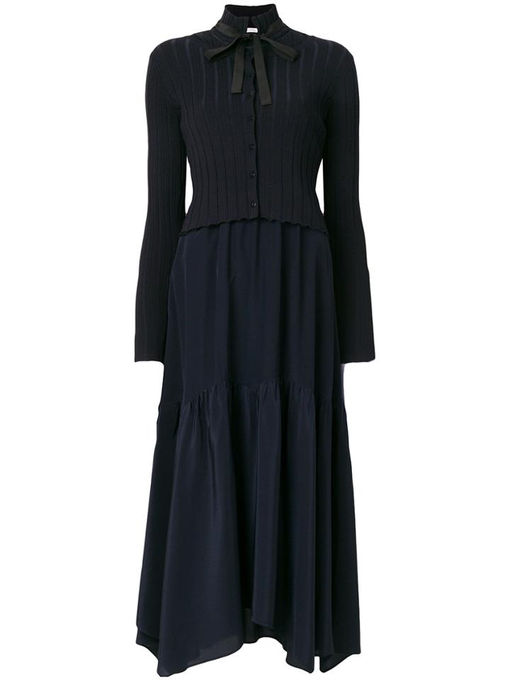 Dorothee Schumacher High Tie Neck Midi Dress - Blue
